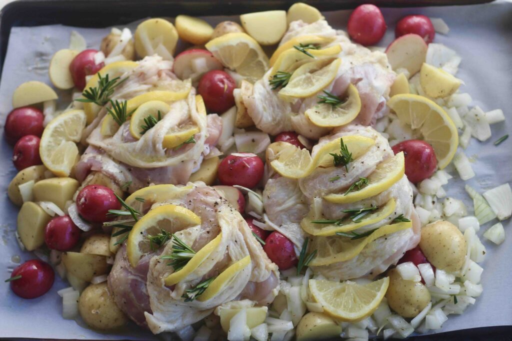 Lemon Rosemary Chicken with Rhubarb Mayonnaise