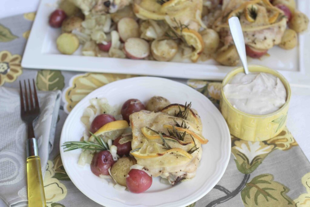 Lemon Rosemary Chicken with Rhubarb Mayo