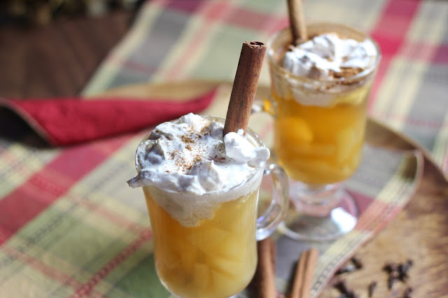 Hot Apple Brandy Punch with Marzipan Whipped Cream