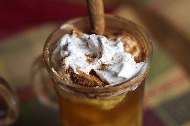 Hot Apple Brandy Punch with Marzipan Whipped Cream