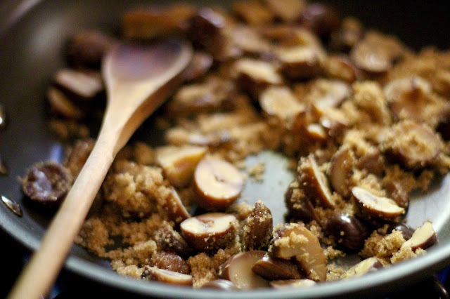 caramelizing chestnuts in brown sugar 