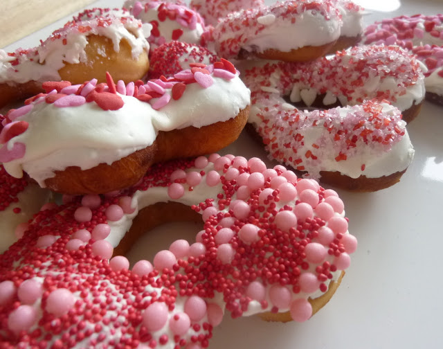 Raspberry Glazed Heart-Shaped Doughnuts