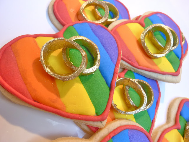 Rainbow Heart Gay Marriage Cookies