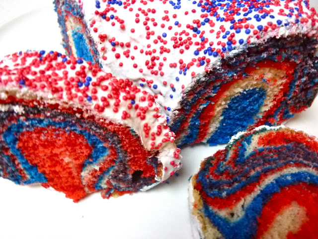 Red, White & Blue Zebra Bundt Cake