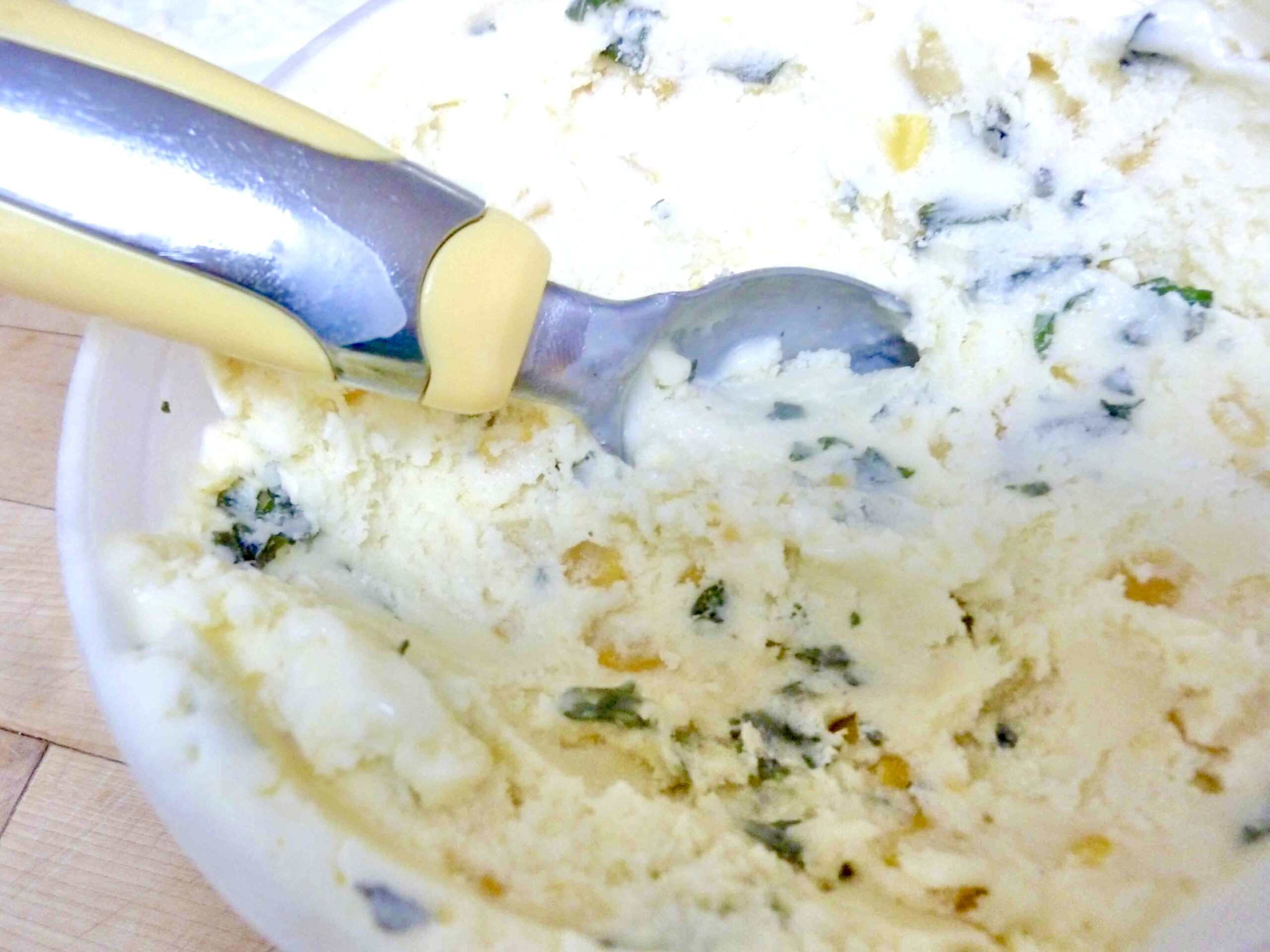 Sweet Corn Ice Cream with Candied Basil