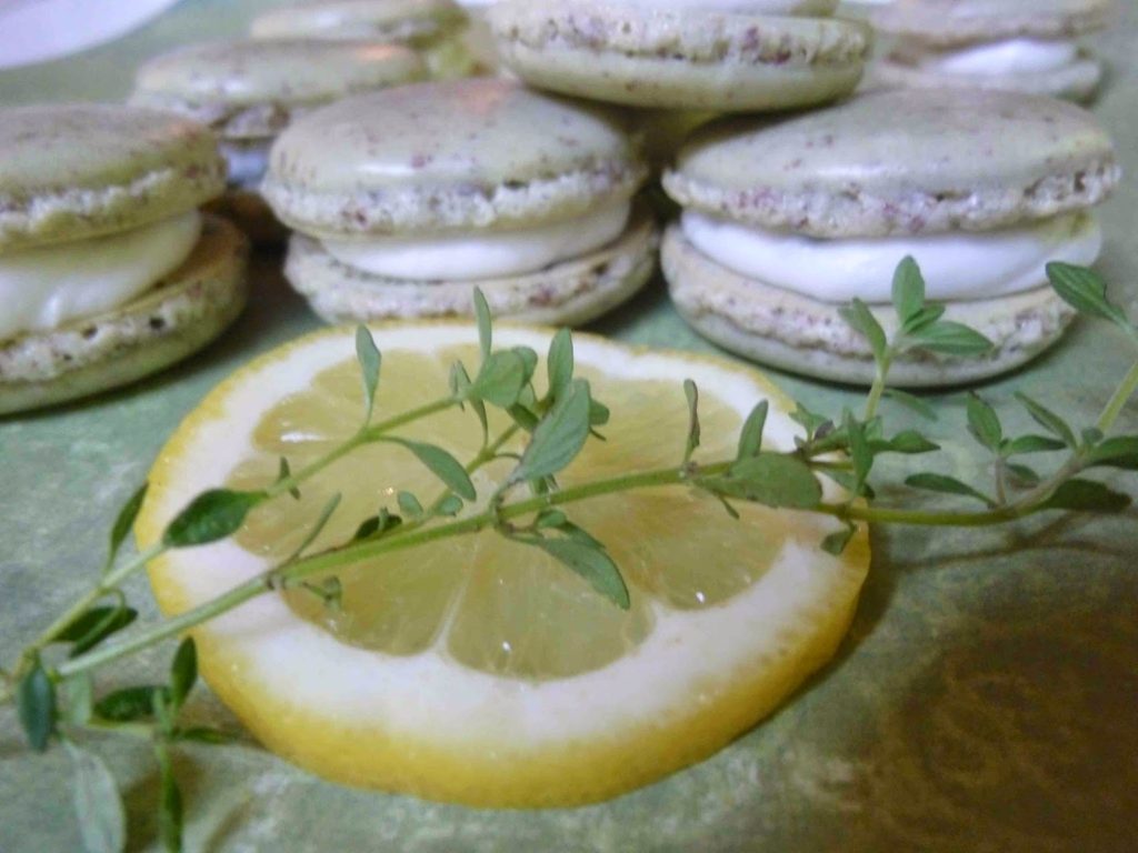 Thyme French Macarons with Lemon thyme buttercream