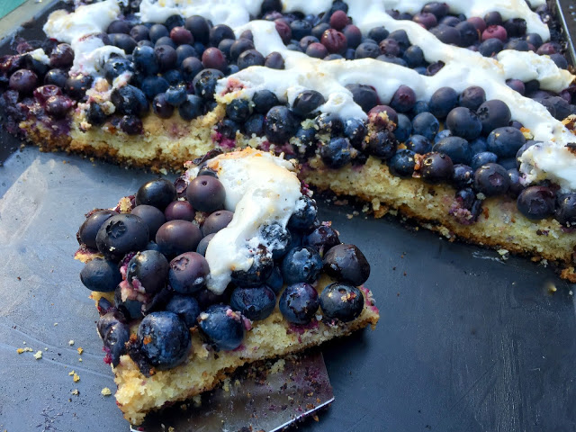 Blueberry Oatmeal Sheet Cake with Lattice Meringue