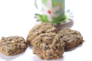 Pistachio espresso oatmeal cookies