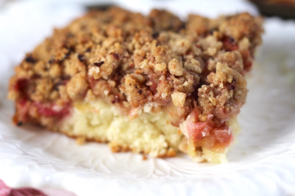 Rhubarb Raspberry Streusel Cake