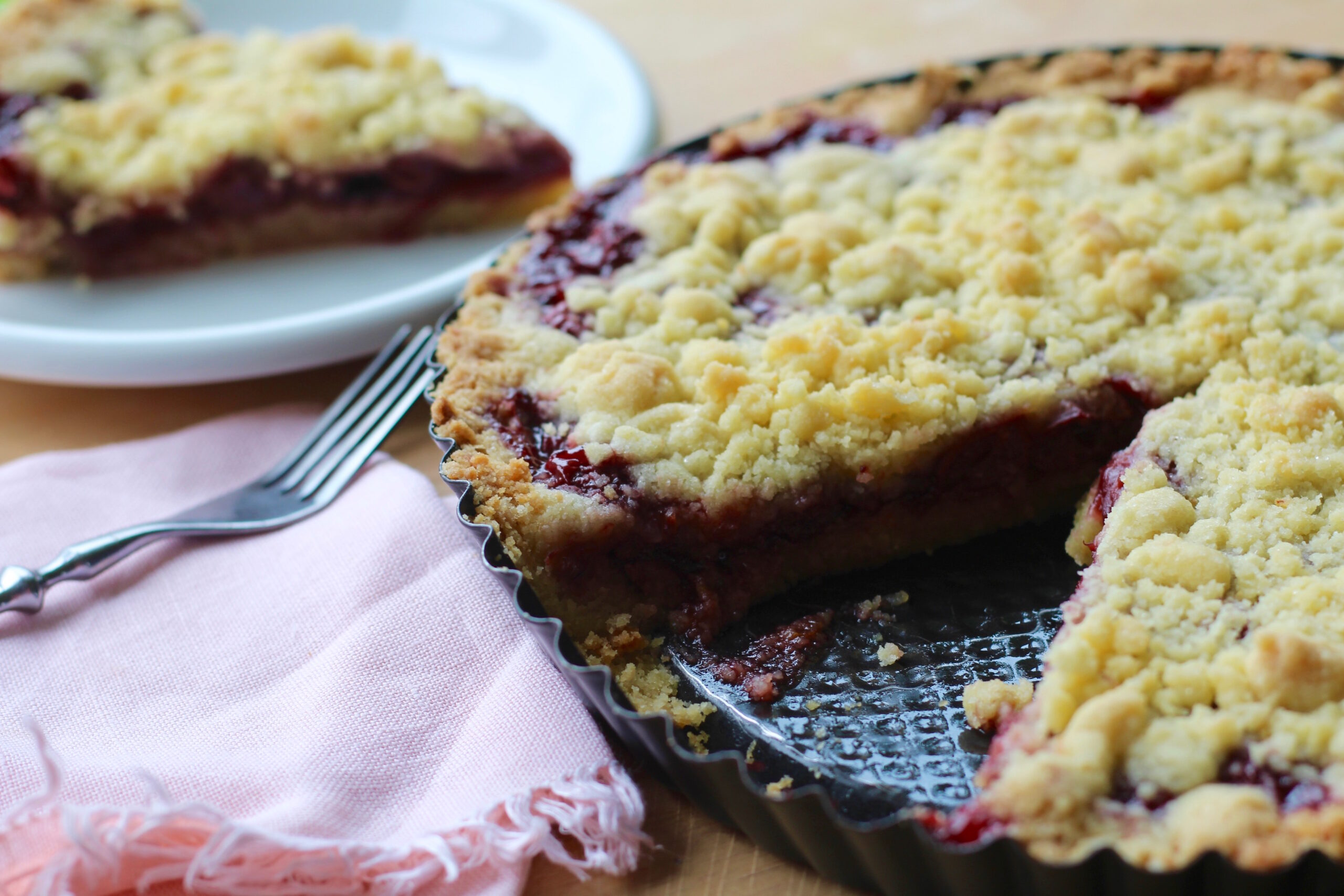 Sour Cherry Tart with Olive Oil Streusel