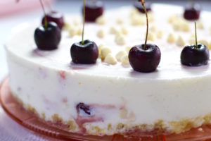 Cherry White Chocolate Yogurt torte