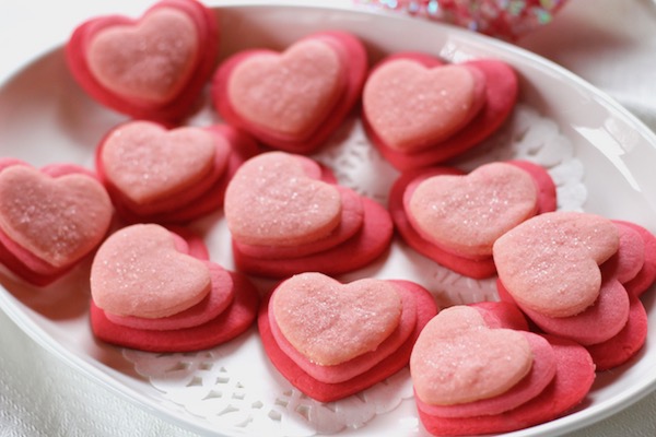 Raspberry Pink Ombre Heart Terrace Cookies
