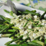 Asparagus with Creamy Ramp Goat Cheese Sauce