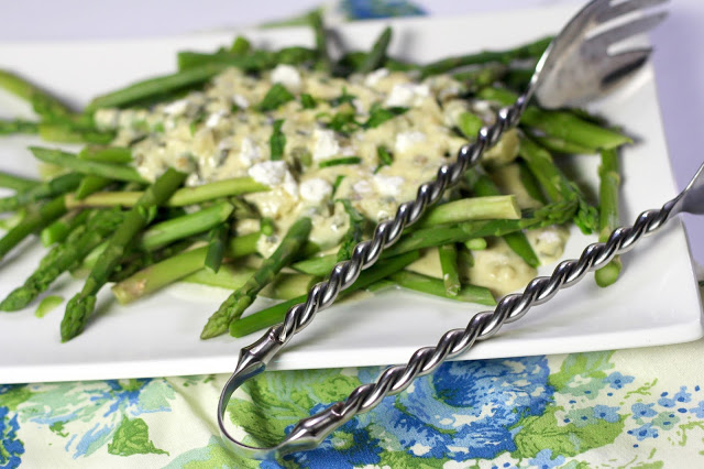 Asparagus in Creamy Ramp Goat Cheese Sauce