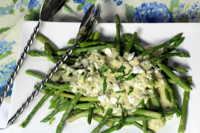 Asparagus in Creamy Ramp Goat cheese sauce