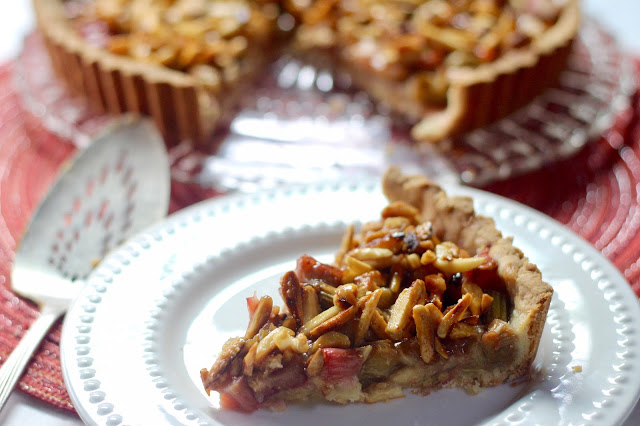 Rhubarb Almond Marzipan Tart