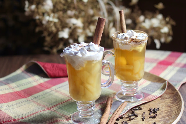 Thanksgiving Tips and Timesavers: Hot Apple Brandy Punch with Marzipan Whipped Cream