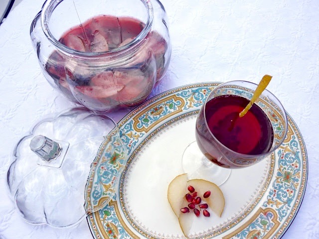 Pomegranate Sparkling Sangria with Asian Pea