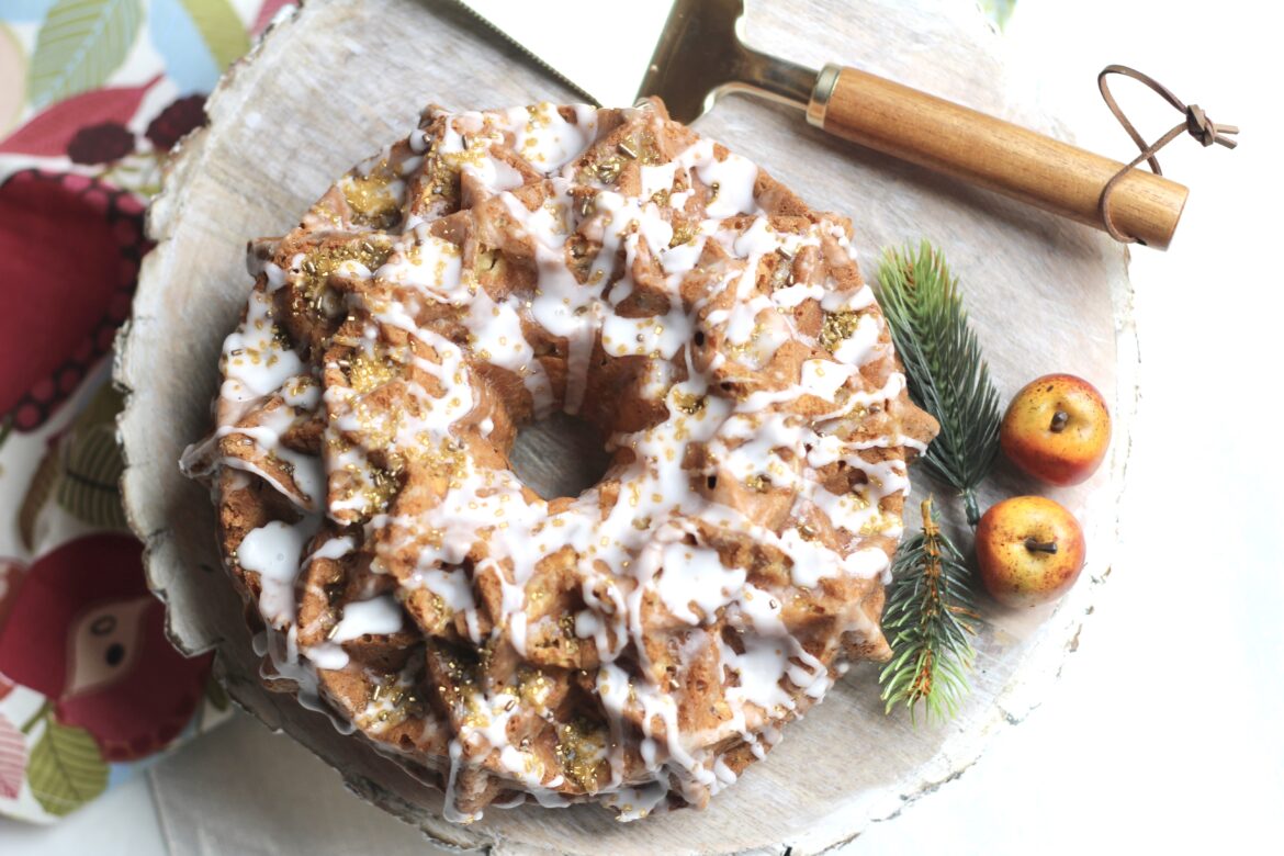 Apple chestnut Bundt Cake with Calvados Glaze