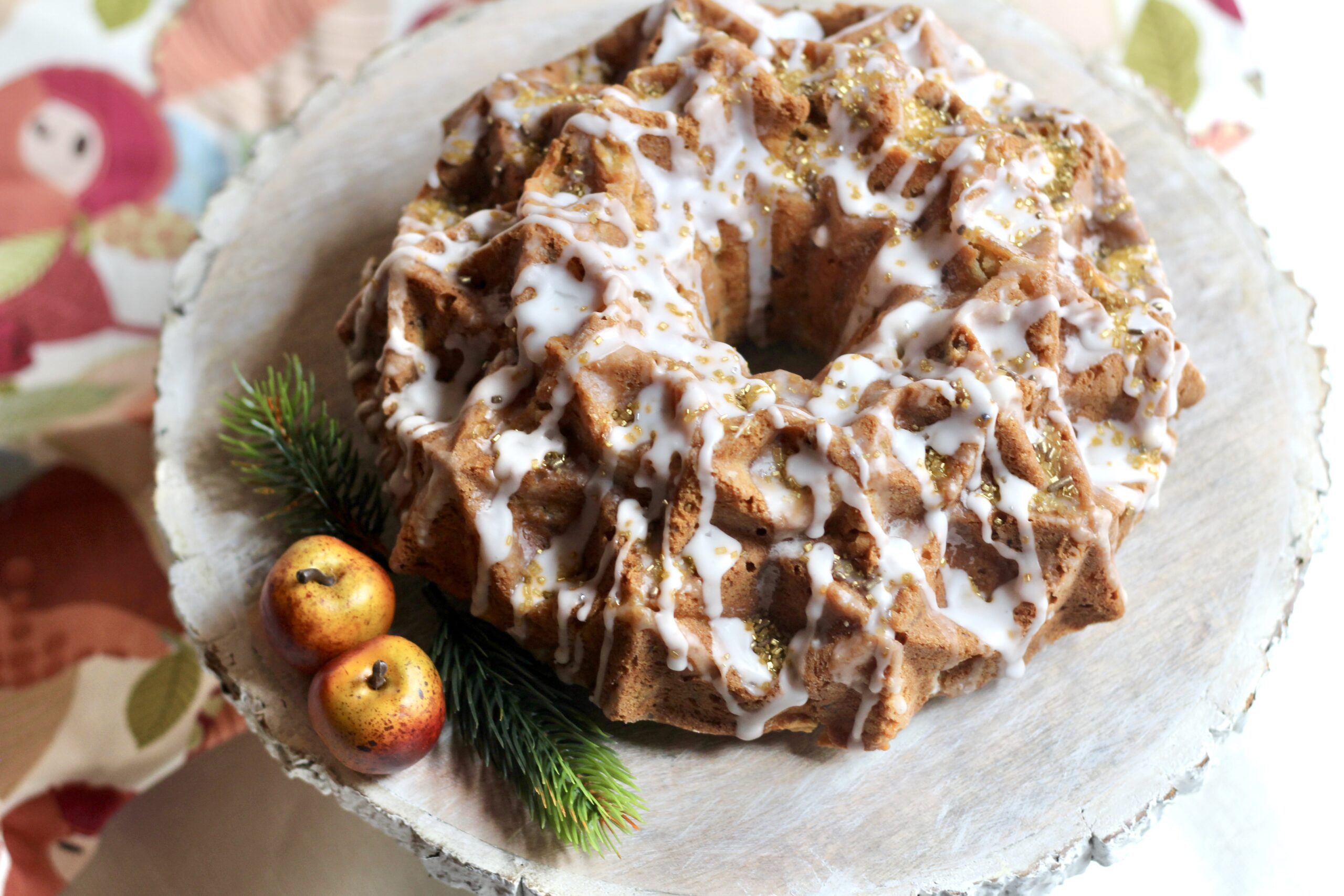 Apple chestnut Bundt Cake with Calvados Glaze