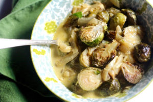 Roasted Brussels Sprouts Garlic Cream Soup