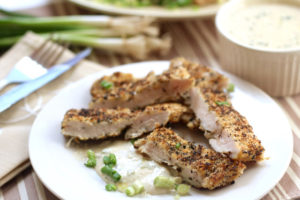 Everything Chicken Schnitzel with Scallion Cream Cheese Sauce