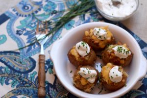 Sauerkraut, Speck & Chive Stuffed Potatoes with Gouda