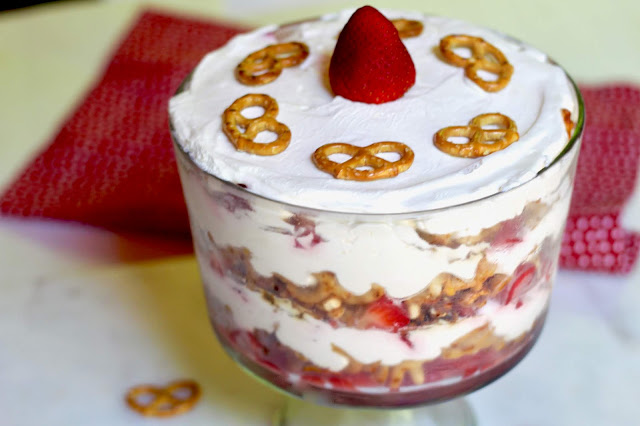 Strawberry Yogurt Cream Pretzel Trifle