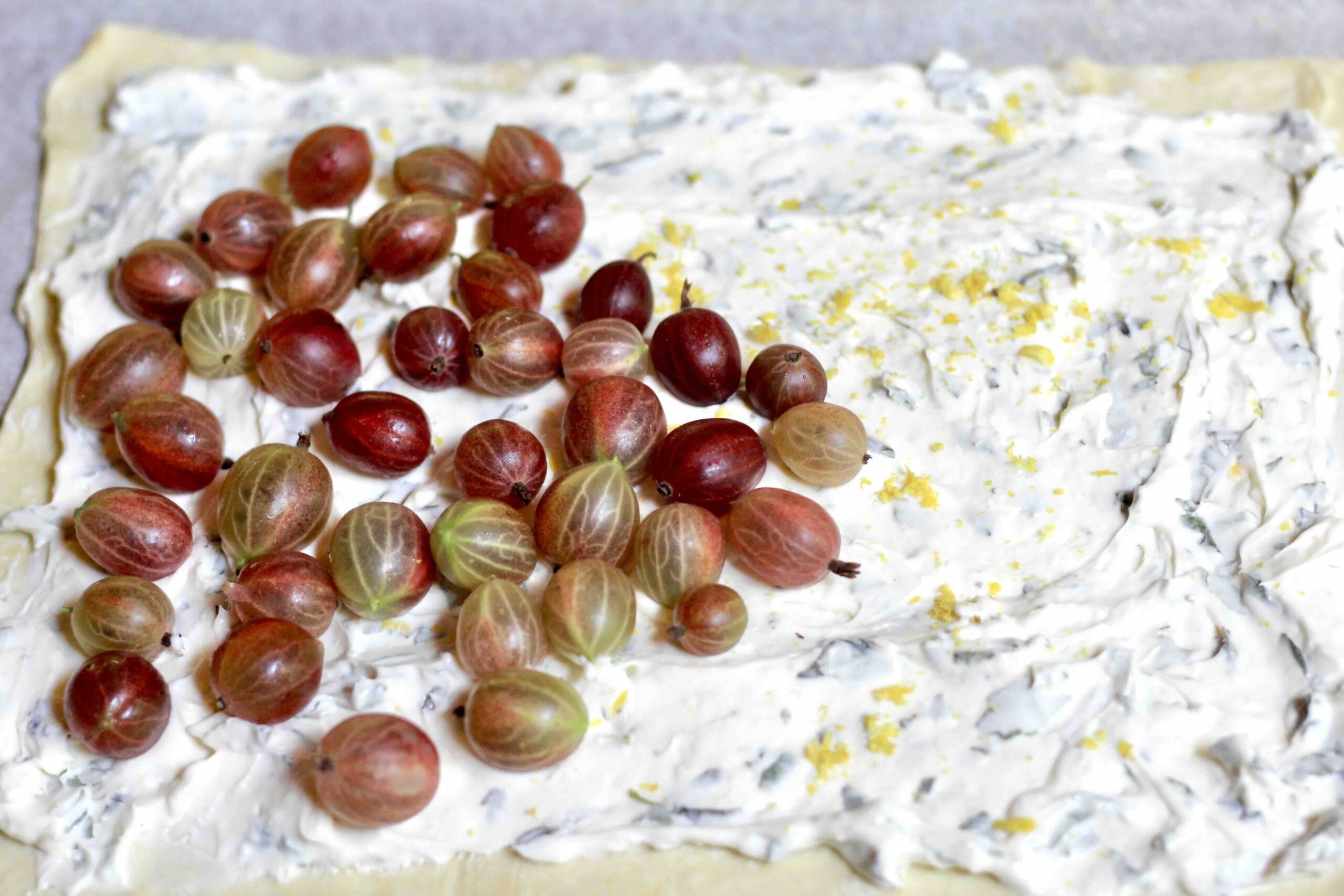 Gooseberry Lemon Cream Puff Pastry Tart