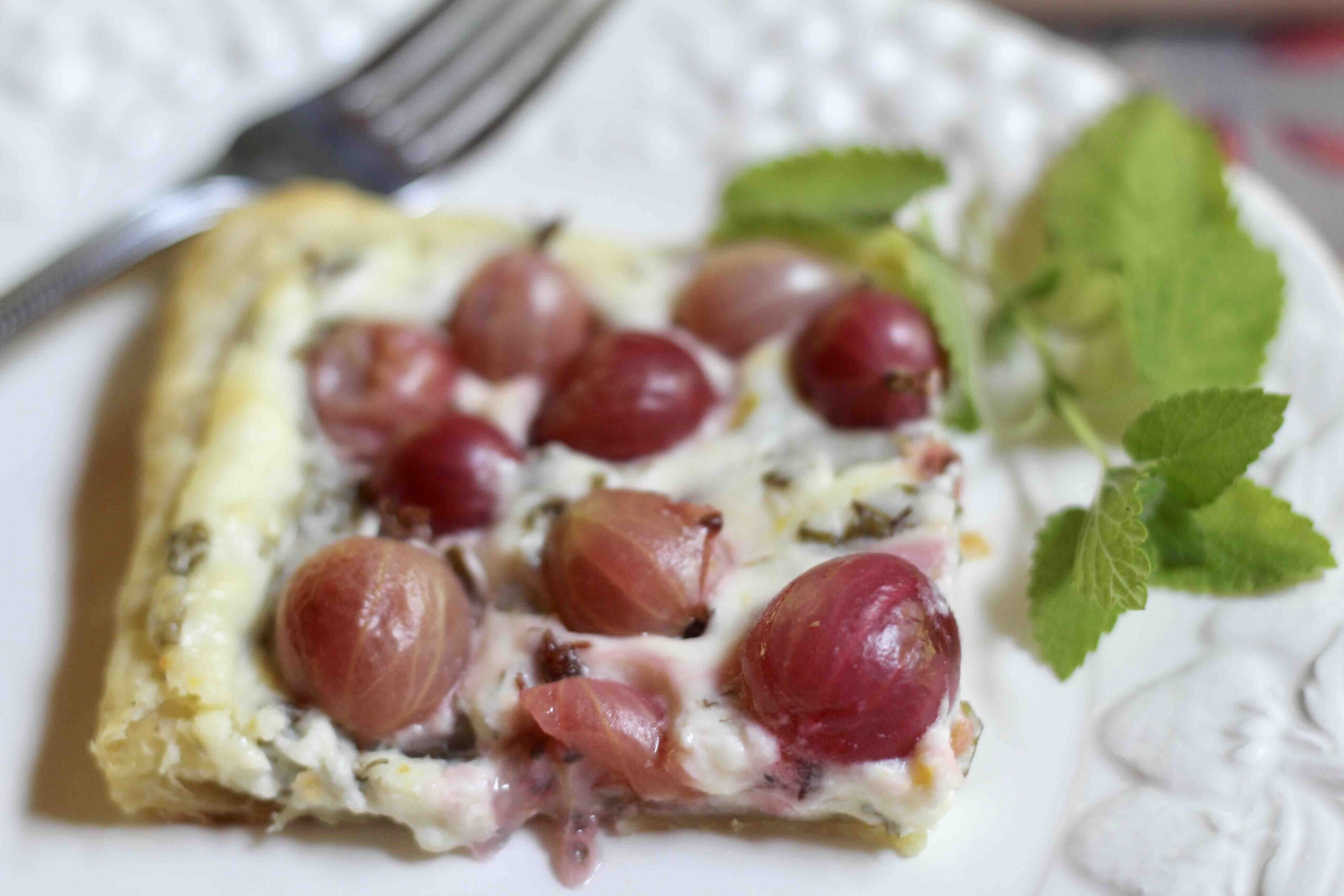 Gooseberry Lemon Cream Puff Pastry Tart