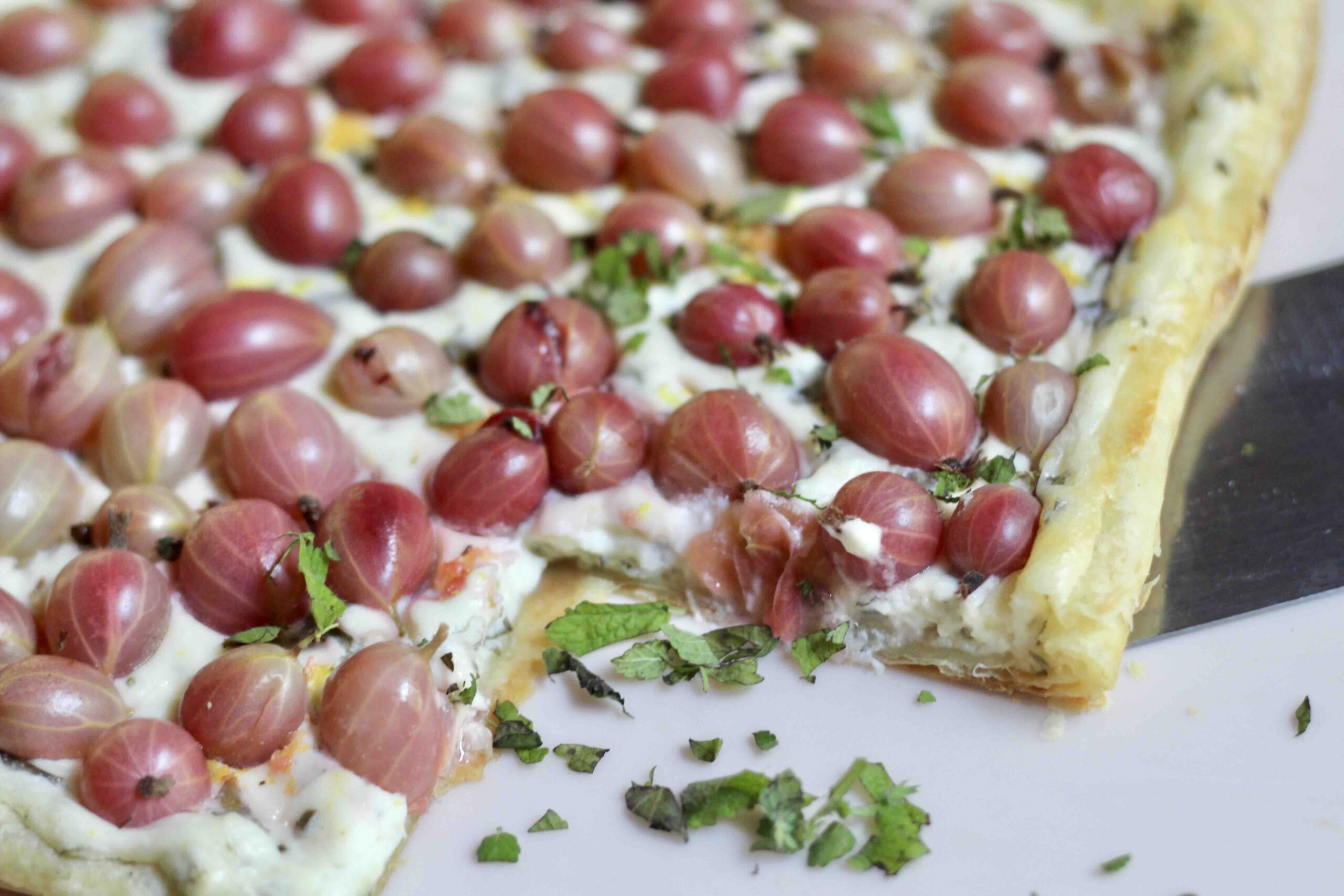 Gooseberry Lemon Cream Puff Pastry Tart