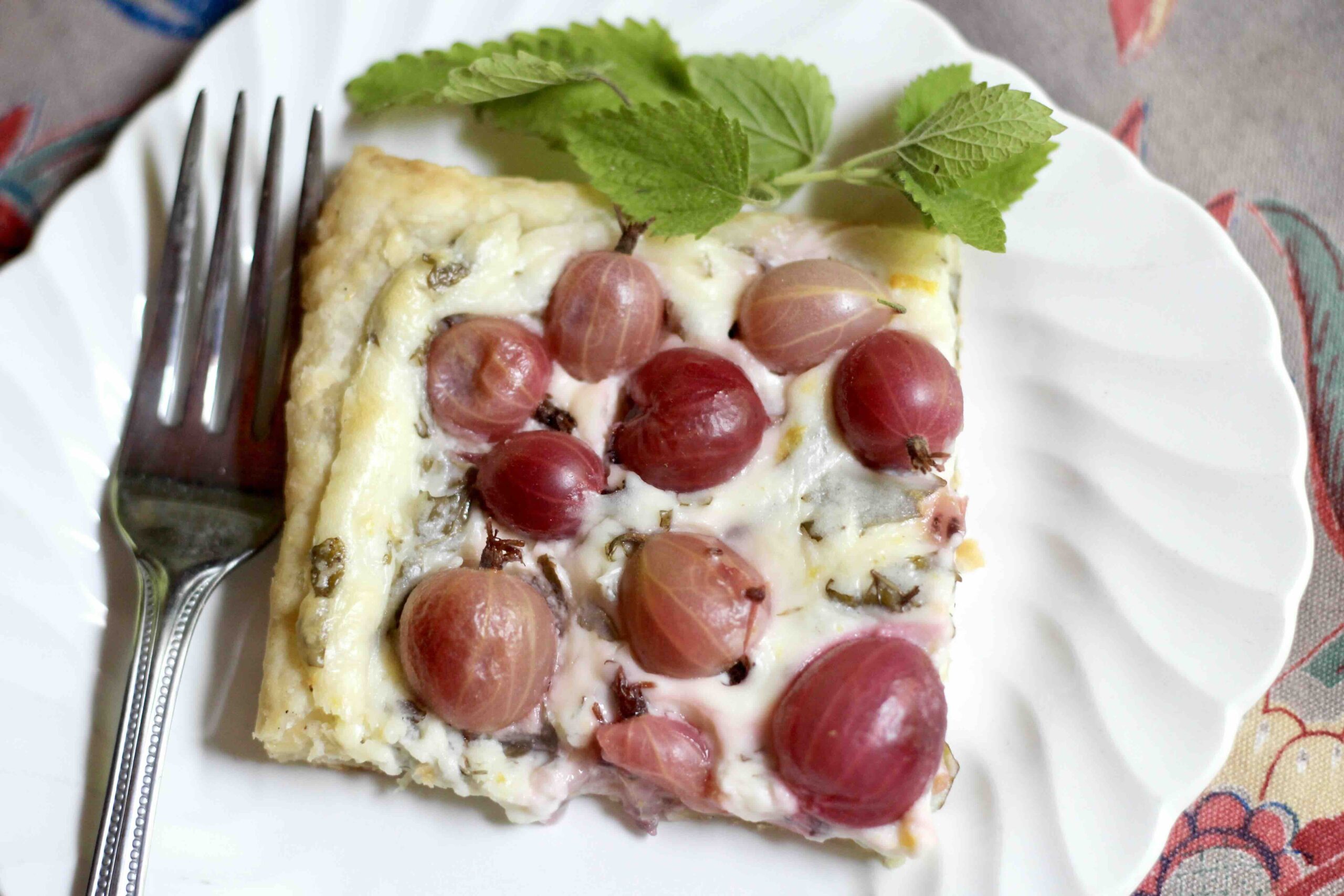 Gooseberry Lemon Cream Puff Pastry Tart