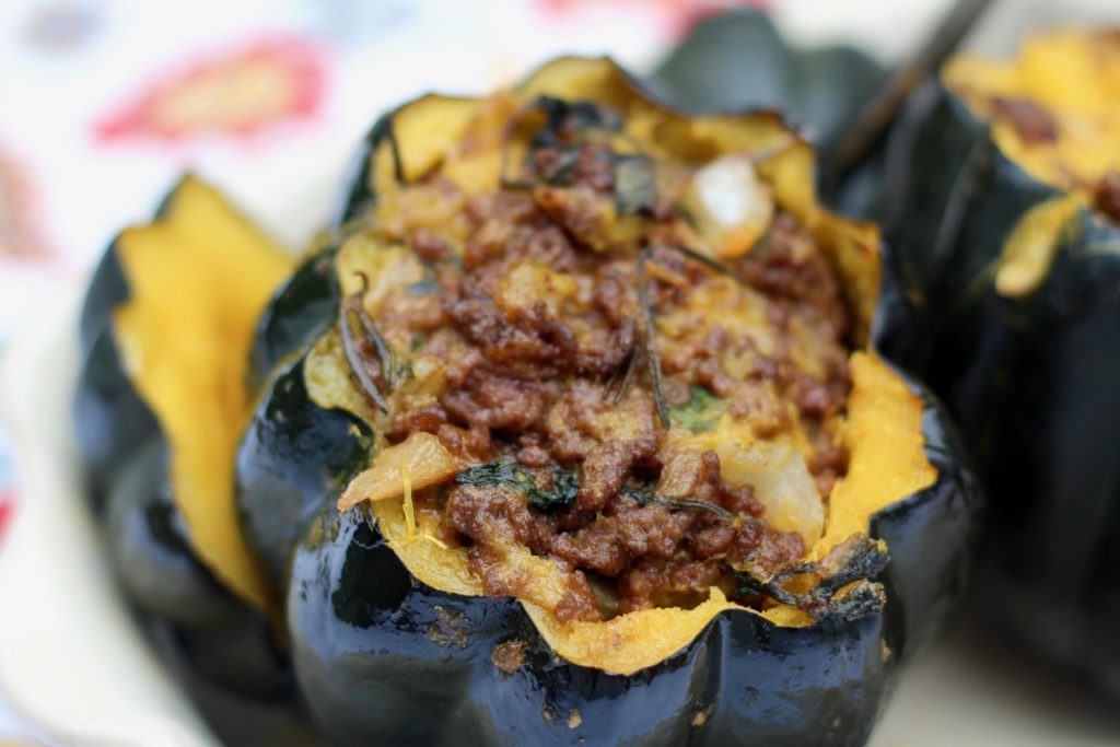 Cheesy Herby Beef Stuffed Acorn Squash
