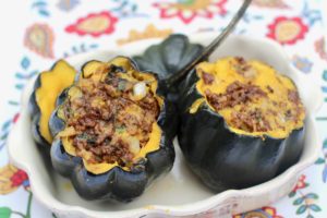 Acorn Squash Stuffed with Cheesy Herby Beef