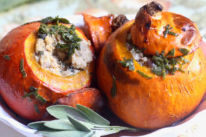 Sage, Sunflower Seed Knoedel Stuffed Red Squash