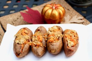 Ground Turkey Caramelized Sauerkraut Stuffed Sweet Potatoes