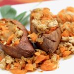 Ground turkey Caramelized Sauerkraut Stuffed Sweet Potatoes