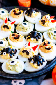 Assorted Halloween Style Deviled Eggs