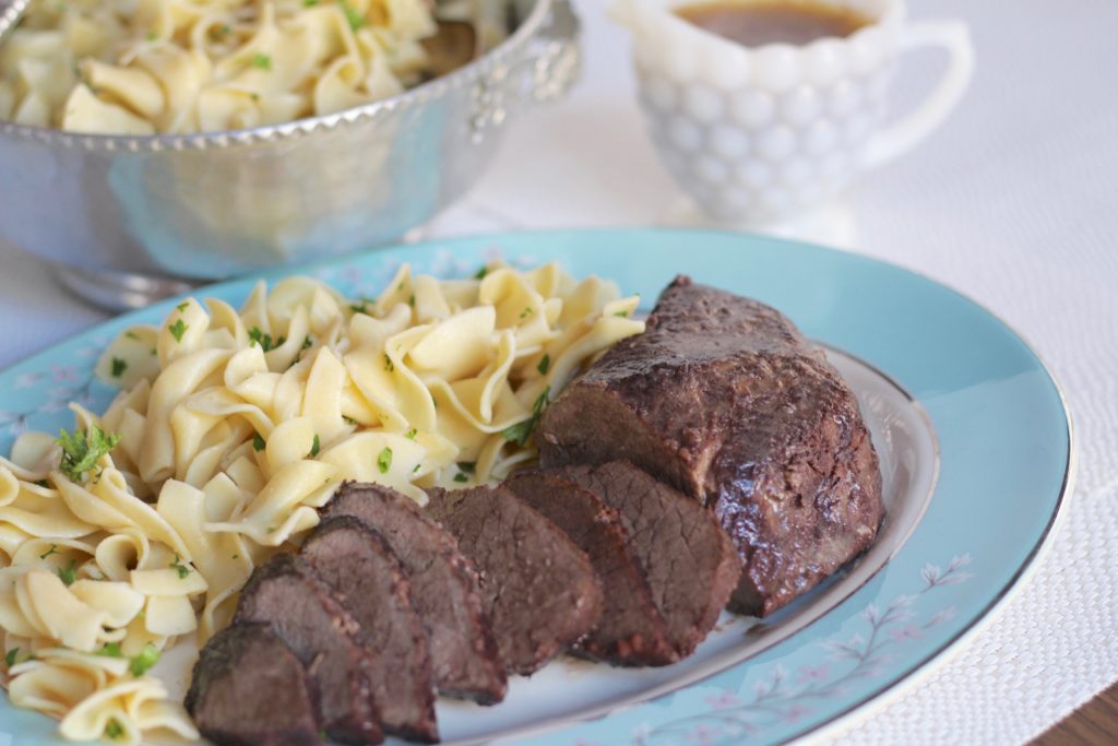 Beef Roast in Pinot Noir Sauce with Parsley Buttered Egg Noodles 