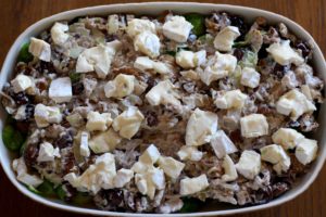 Brussels Sprouts, Chestnut, Camembert Casserole