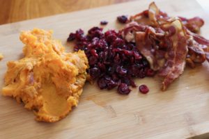 Mashed Sweet Potato, Dried Cranberries & Bacon