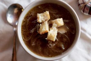Red Onion Soup with Cheese Croutons