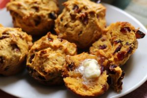 Sweet Potato Bacon Cranberry Muffins