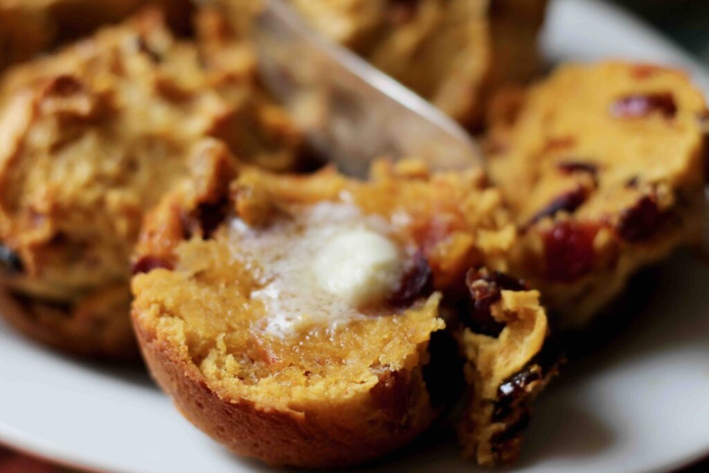 Sweet Potato Bacon Cranberry Muffins