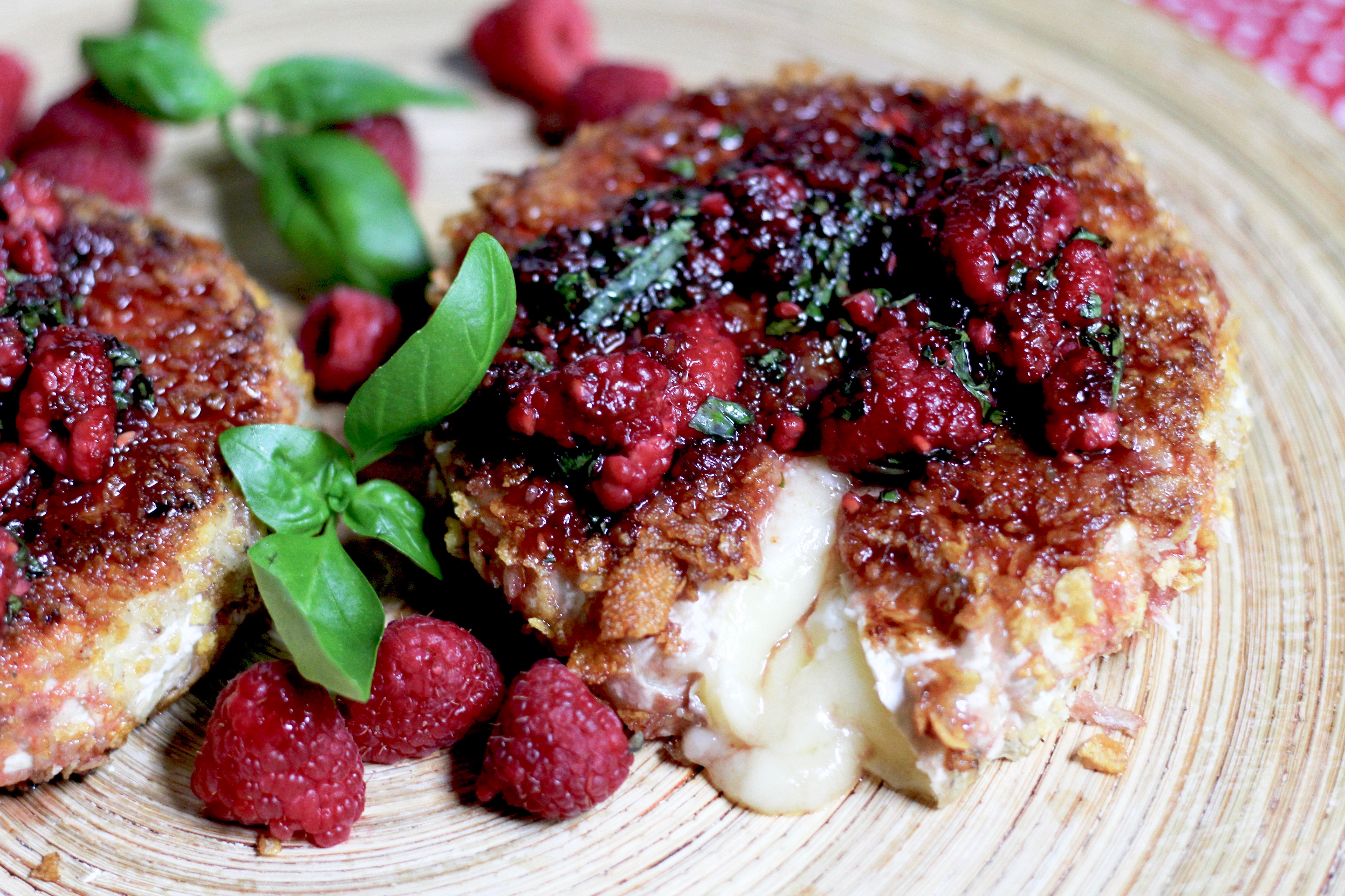 Raspberry Basil Cornflakes Brie