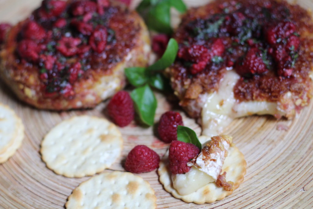 Raspberry Basil Cornflakes Brie