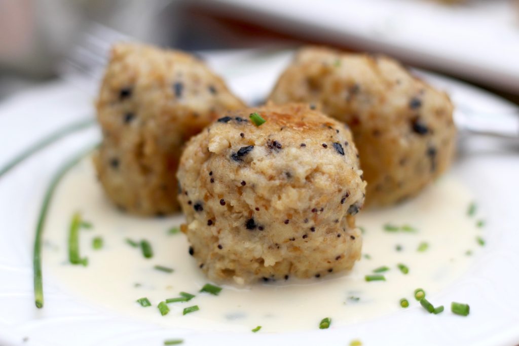 Everything Knödel with Chive Cream sauce