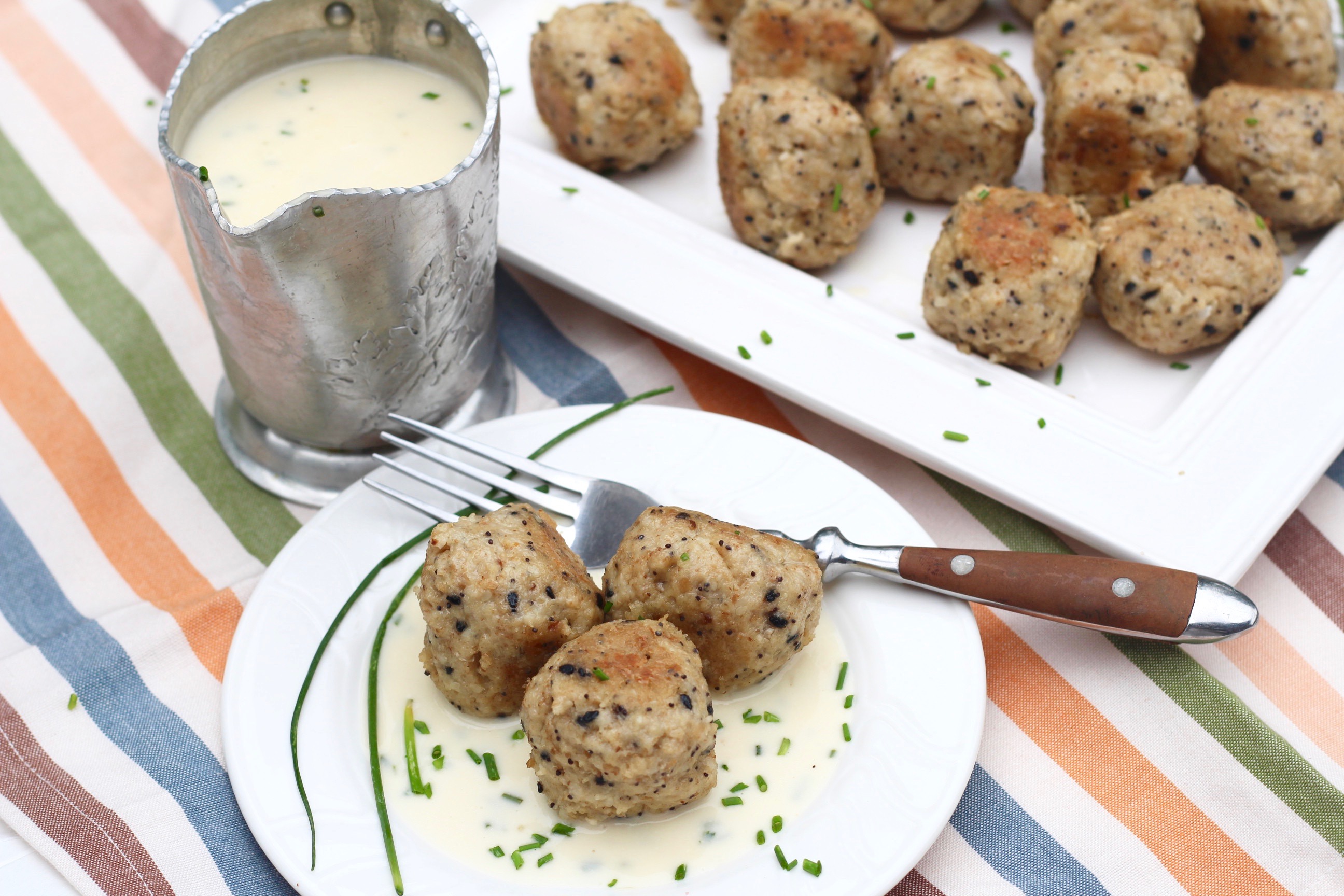 EVERYTHING KNÖDEL WITH CHIVE CREAM SAUCE