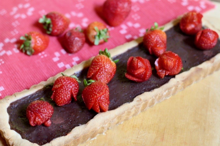 Strawberry Rose Chocolate Tart