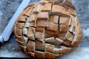 cubing a bread loaf